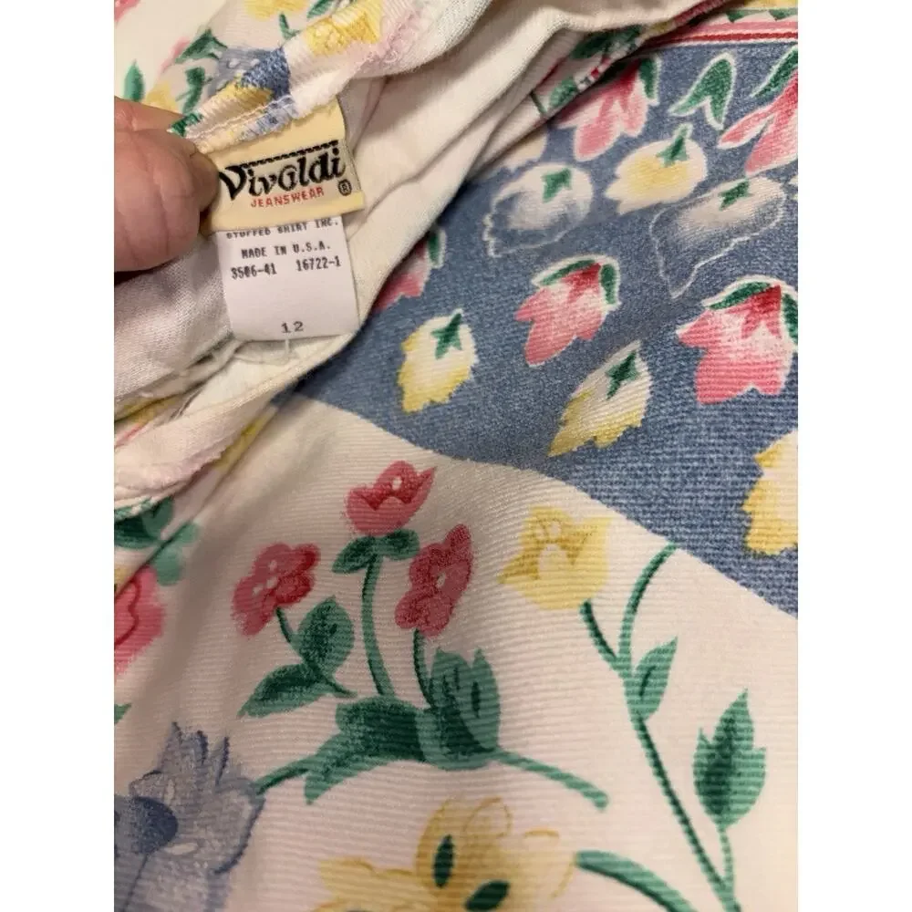 Vintage NWOT Vivaldi Jeanswear Floral Vest Skirt Set USA Made 90s Cottagecore